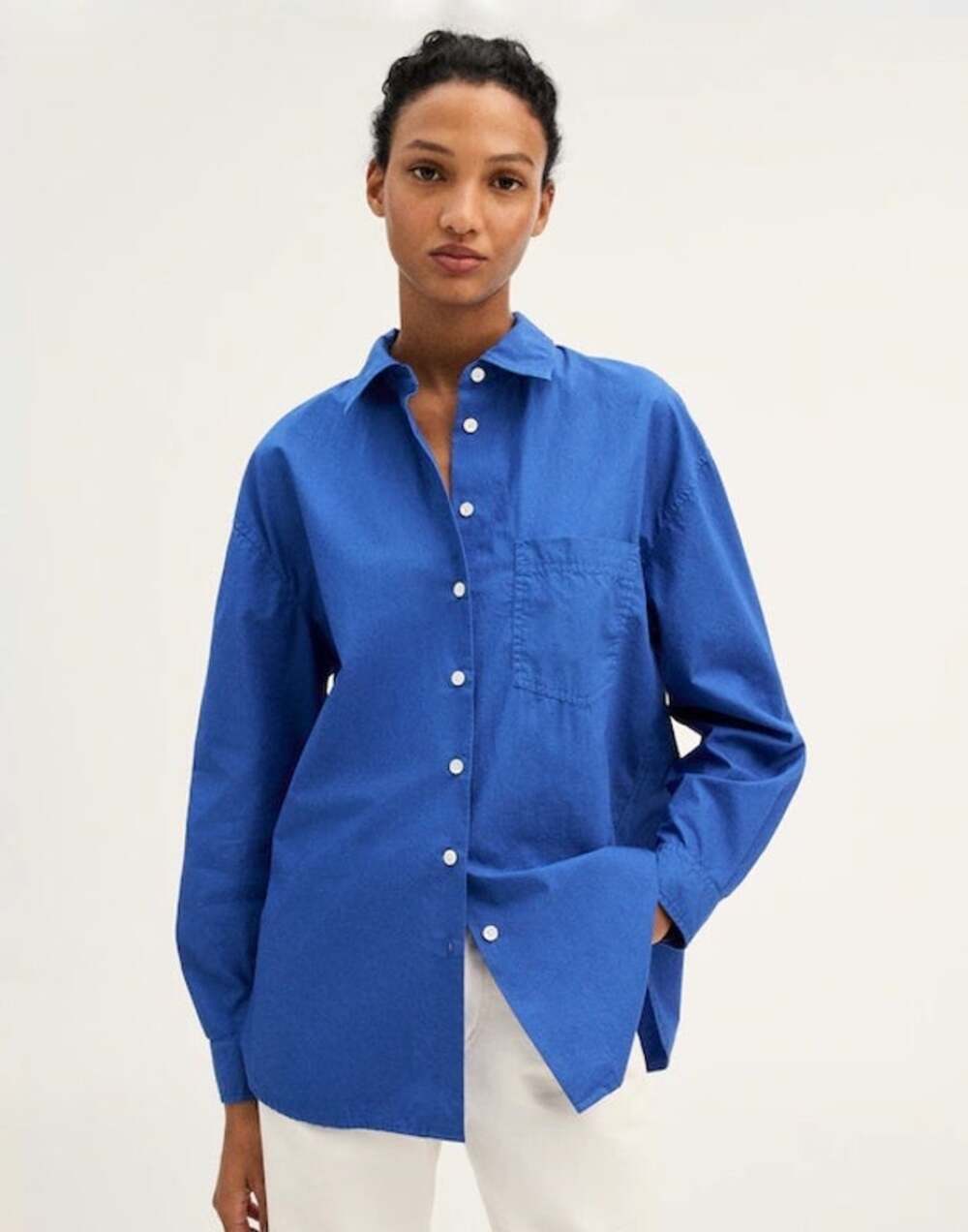 NWT Madewell The Easy Shirt Button-Up In Cotton Poplin French Blue Size Medium
